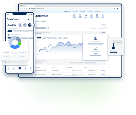 Imagen con detalles representativos y gráficas del servicio de web de clientes
